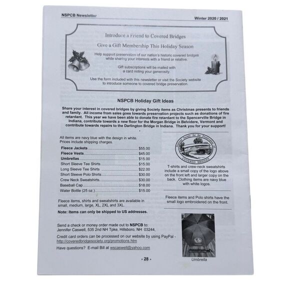 The Newsletter National Society for Preservation of Covered Bridges Winter 20/21 - Picture 2 of 2